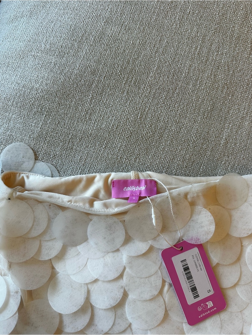 Edikted white sequin-like mini skirt - Picture 2 of 3